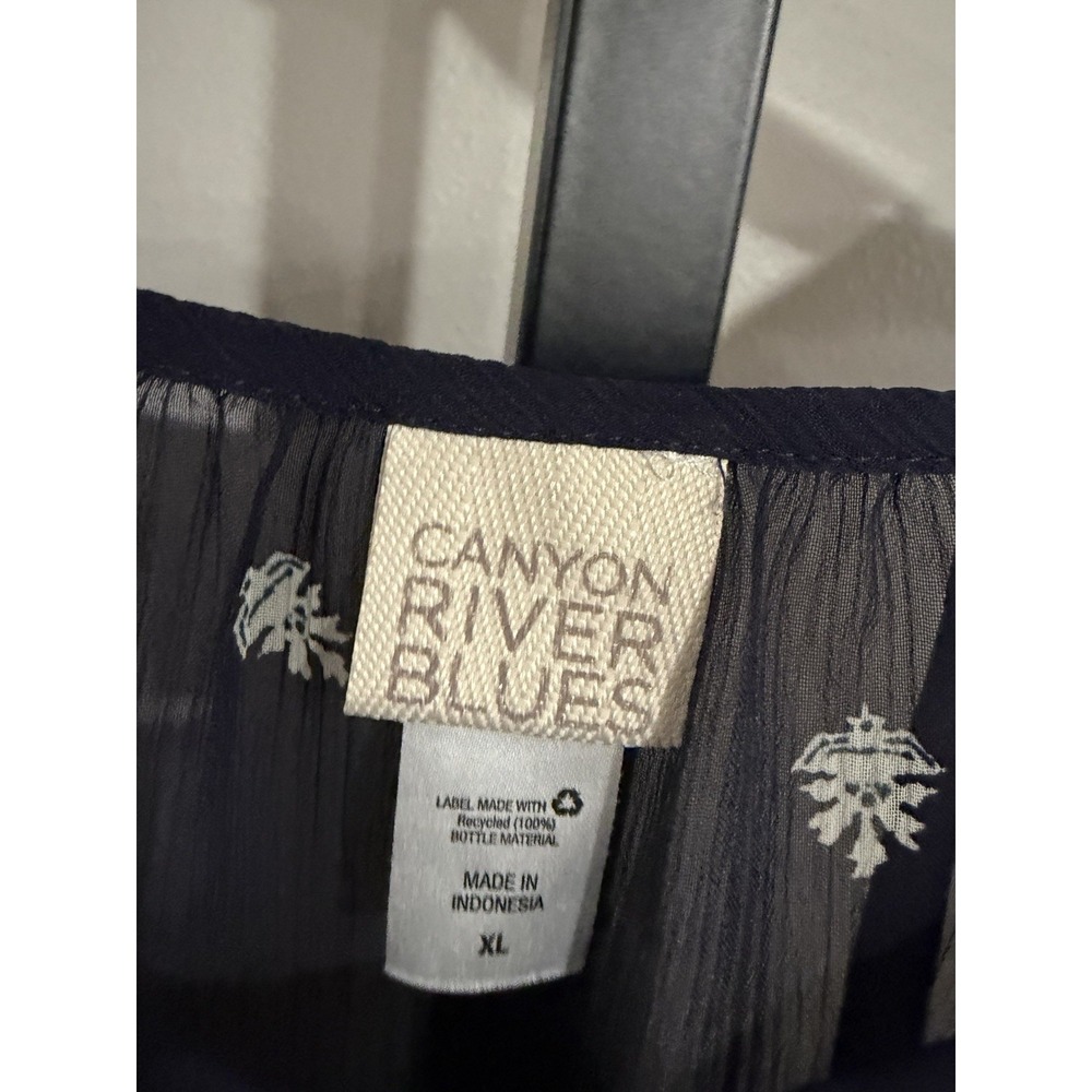 Canyon River Blues womens blouse shirt top black SHEER XL NWOT NEW C91 - Picture 3 of 4